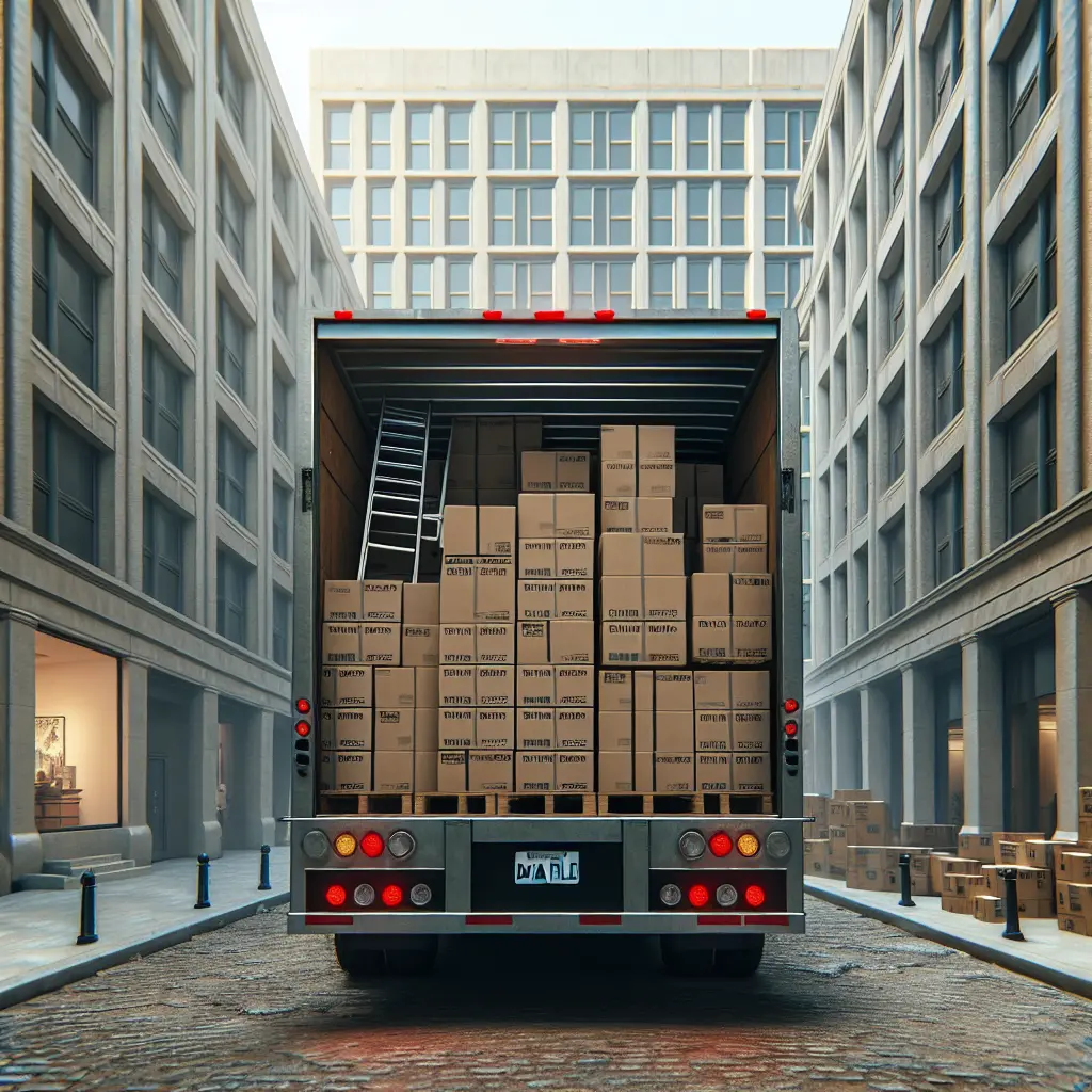 A picture of a moving truck full of furniture