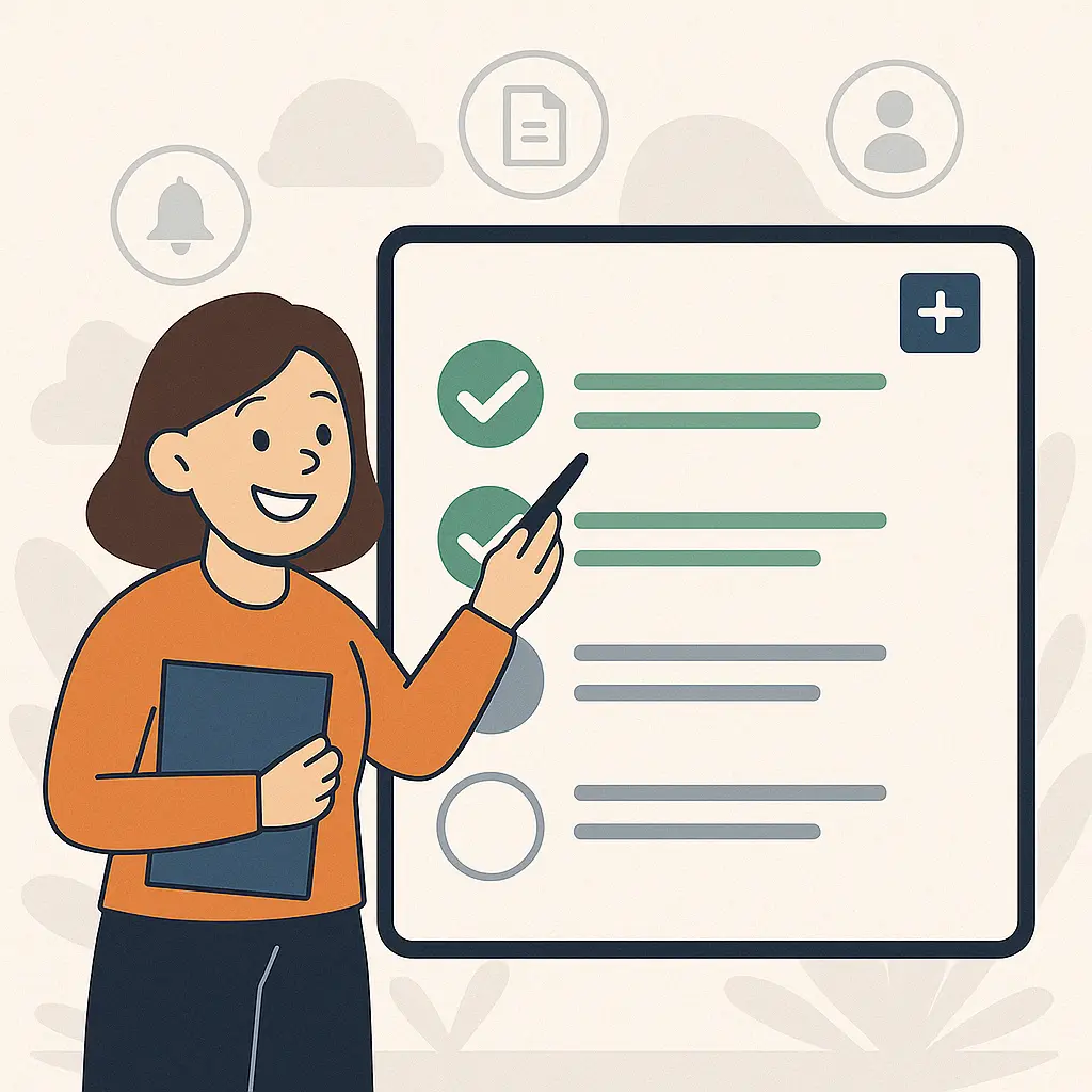 Lady presenting a checklist