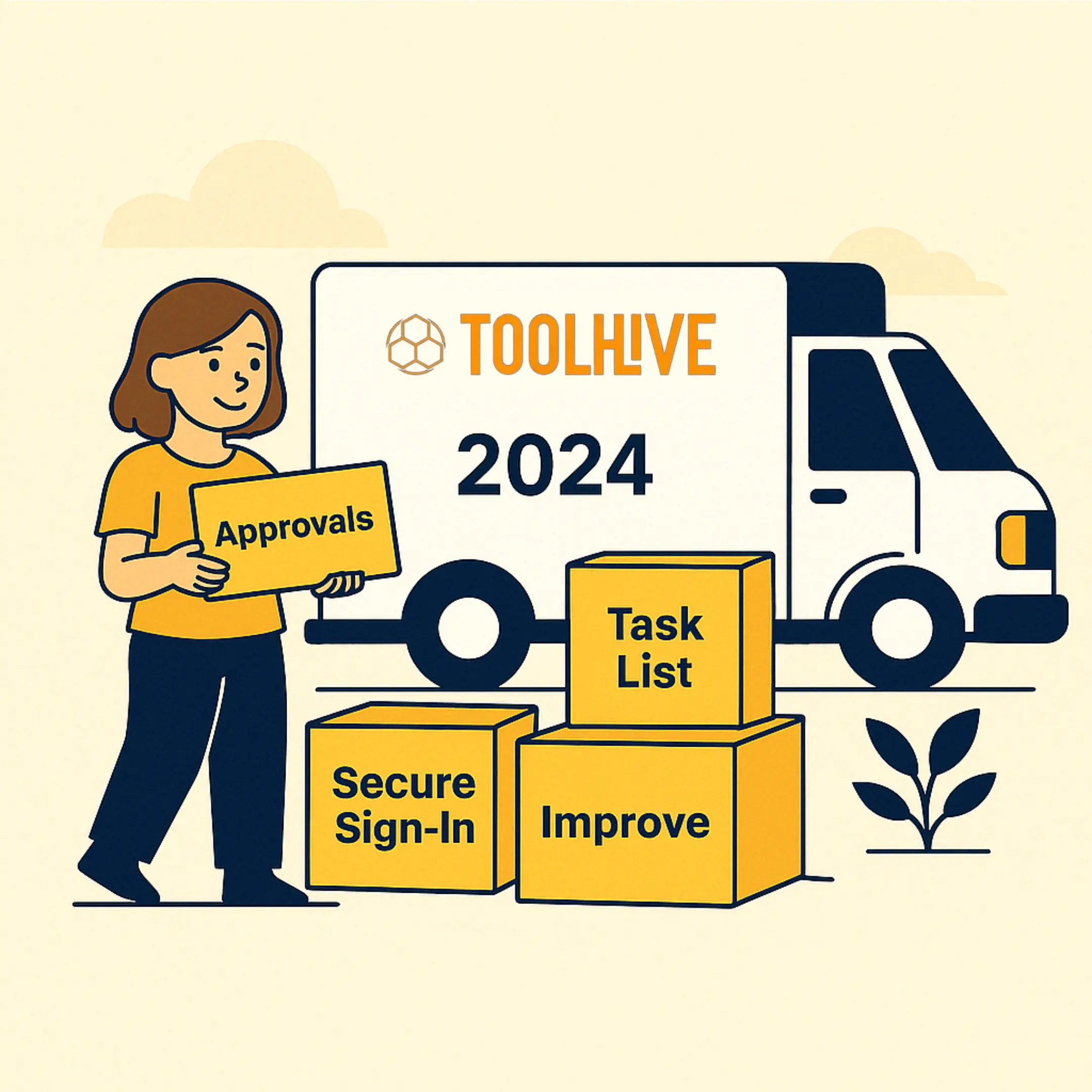Moving van with boxes label with the new features of ToolHive
