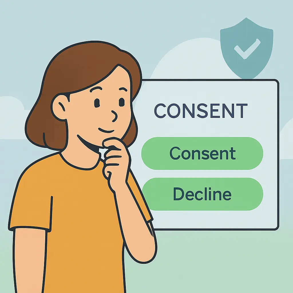 Picture showing a user choosing between accept or deny