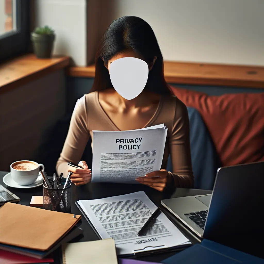 Woman reading the privacy policy