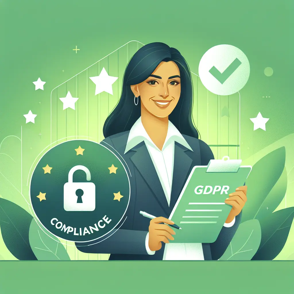 A lady holding a clipboard with GDPR saying and a checklist